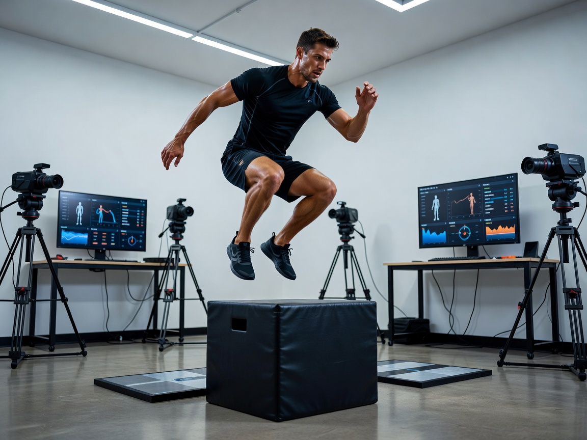 Athlete exercising in a monitored sports performance setting