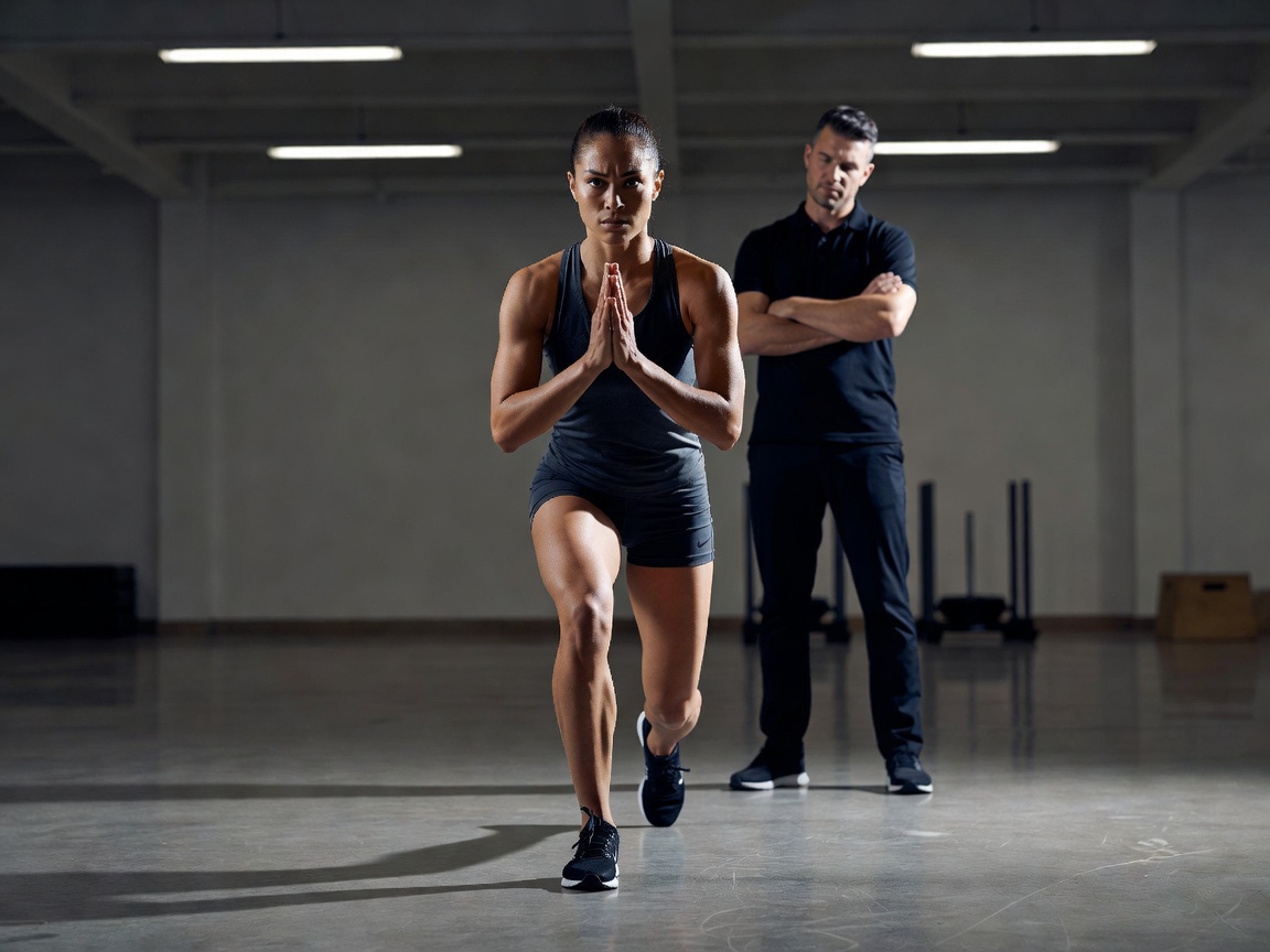 Athlete performing a controlled movement while being observed