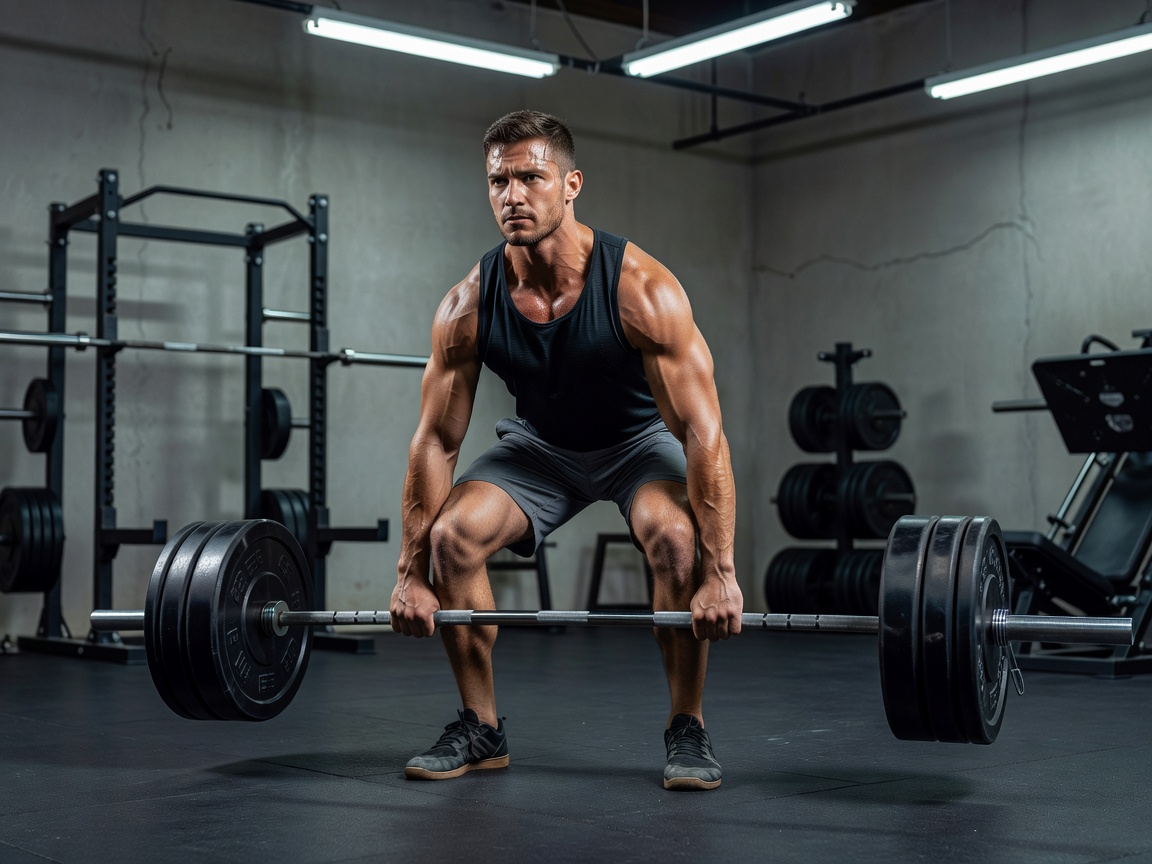 Athlete using strength equipment, illustrating one category of physical testing